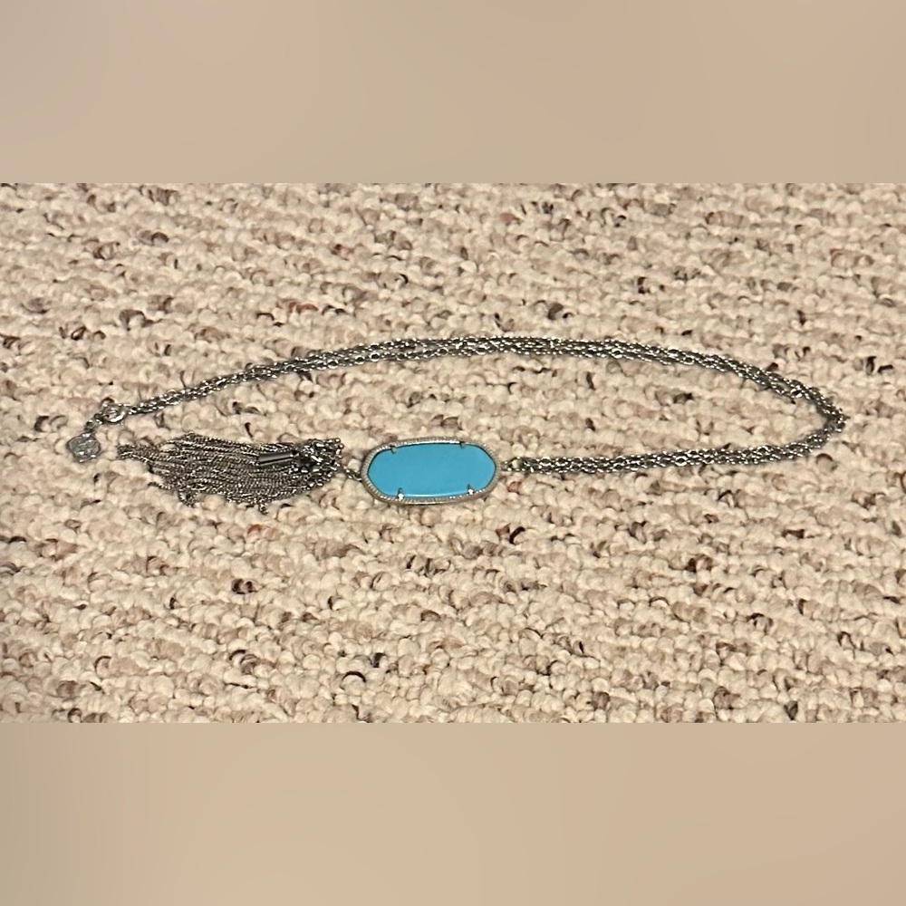 Kendra Scott Rayne Turquoise Oval Pendant Necklace in‎ Silver